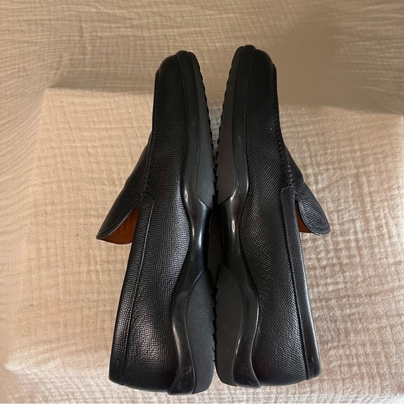 Bally MILS Mens Black Pebbled Leather Loafers Slip On Rubber Soles Sz 8.5D Swiss main image 8